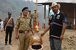 Governor donating a fabricated dustbin for 3rd IRBN to Comdt. Babu Talo, SP: 22/03/2010