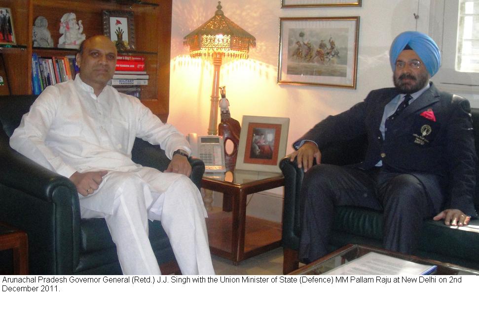 Governor General(Retd.) with the Union Minister of State(Defence) MM Pallam Raju at New Delhi:02/11/2011