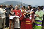 First lady Smti Anupama Singh and visiting dignitaties inaugurating the food village during Statehood day celebrations at IG Park, Itanagar. 20/02/2011