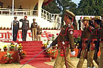 Governor taking salute of the marching troops in the Republic Day celebration at Itanagar.: 26/01/2011