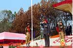 Governor taking salute of the marching troops in the Republic Day celebration at Itanagar.: 26/01/2011