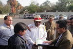 Papum Pare DC Pige Ligu and NF Railway Deputy Chief Engineer S. Kanojia briefing Governor on the work progress of the railway project at Raj Bhavan: 28/02/2011