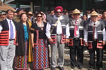 Governor and State First Lady in Idu Mishmi attire, while participating in the Reh Festival of Idu Mishmi Tribe at Roing. Also seen are local MLA Laeta Umbrey, Commissioner VK Dev and Roing DC Y W Ringur. 01/02/2011