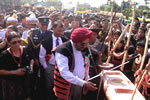 Governor and State First Lady Anupama Singh participating in the Reh Festival of Idu Mishmi Tribe at Roing. Also seen is Commissioner VK Devr: 01/02/2011