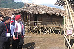 Governor visiting the model houses of different tribes of the district during YRF 2011, Aalo. 15/01/2011