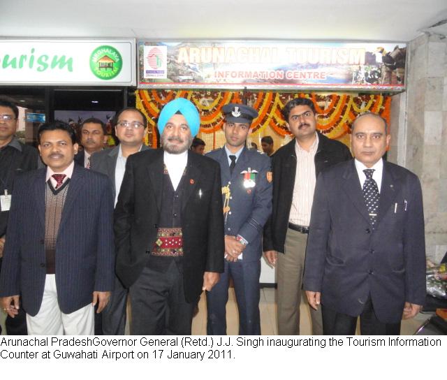 Governor general(Retd.) JJ Singh inaugurating the Tourism Information counter at Guwahati Airport: 17/01/2012