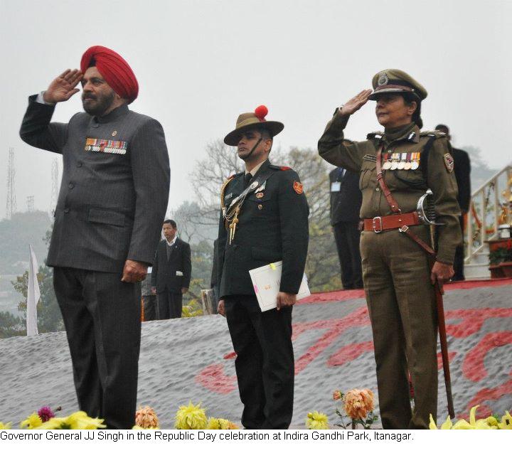 Governor General JJ Singh in the Republic Day Celebration at Indira Gandhi Park, Itanagar: 26/01/2012