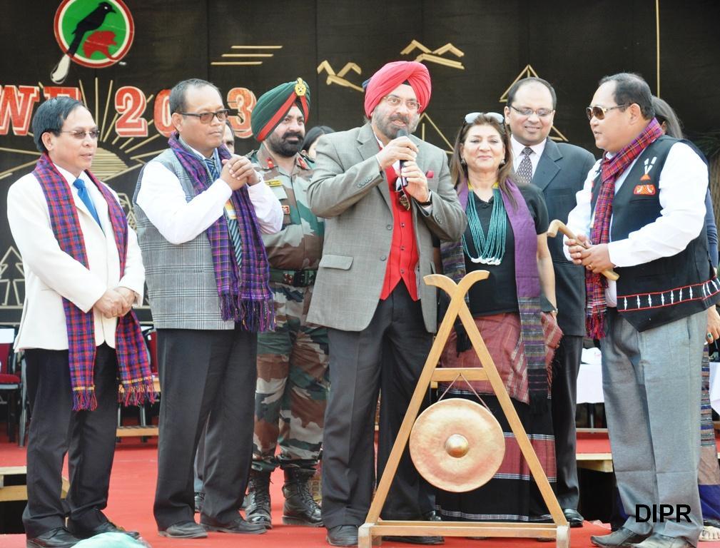 The Governor of Arunachal Pradesh General (Retd) JJ Singh inaugurating the fifth edition of Pangsau Pass Winter Festival at Nampong, near Jairampur in Changlang district:20/01/2013