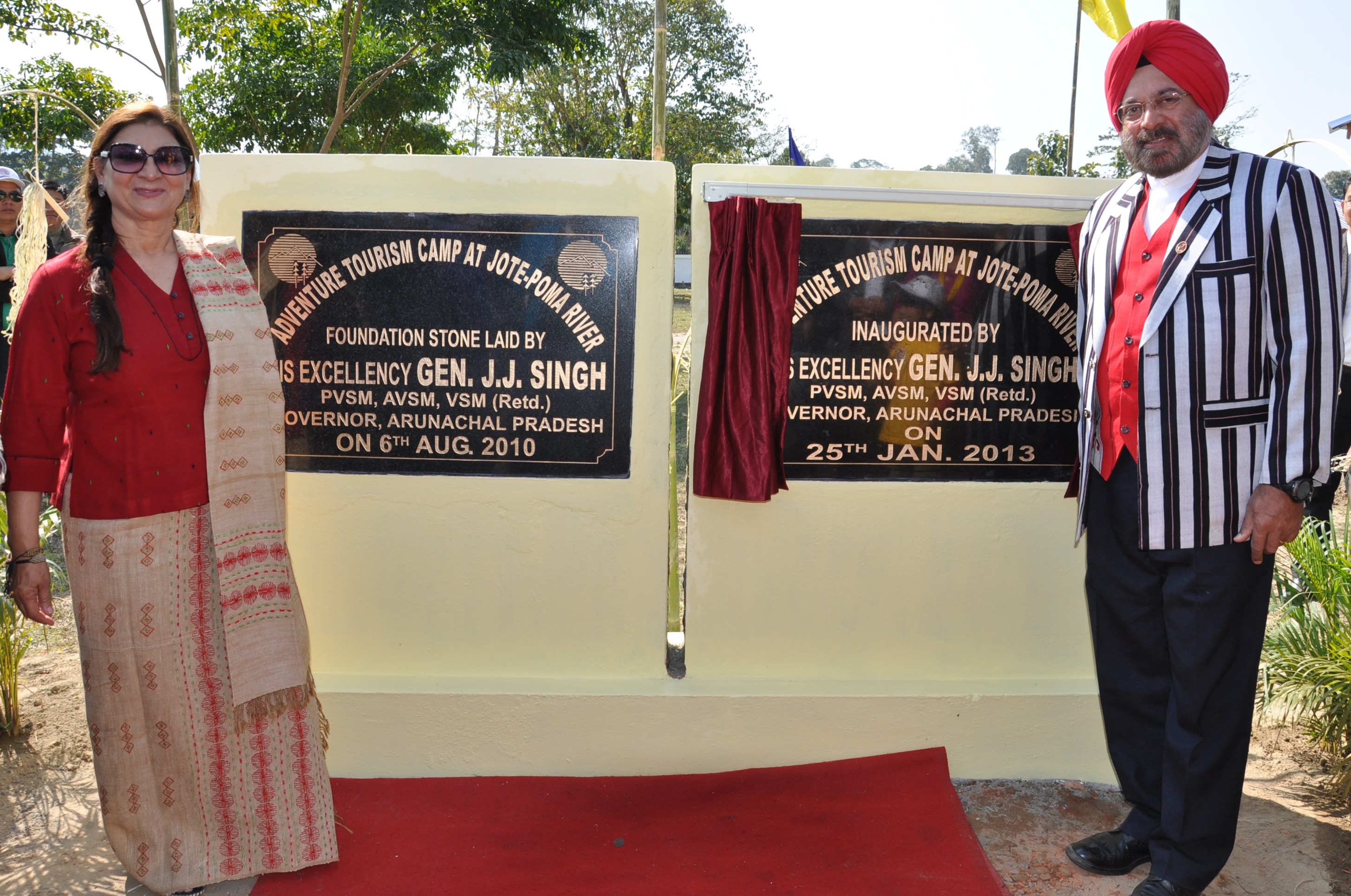 The Governor of Arunachal Pradesh General (Retd) J.J. Singh inaugurating the adventure tourism camping site at Jote, 27 km from Itanagar:25/01/2013