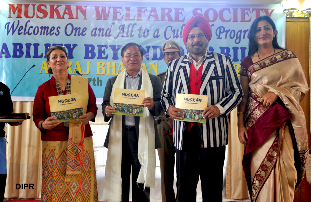 The Governor of Arunachal Pradesh General (Retd) JJ Singh and Chief Minister Shri Nabam Tuki released a booklet of Muskan during the cultural programme Ability beyond disability presented by physically challenged children at Raj Bhawan, Itanagar:27/01/2013