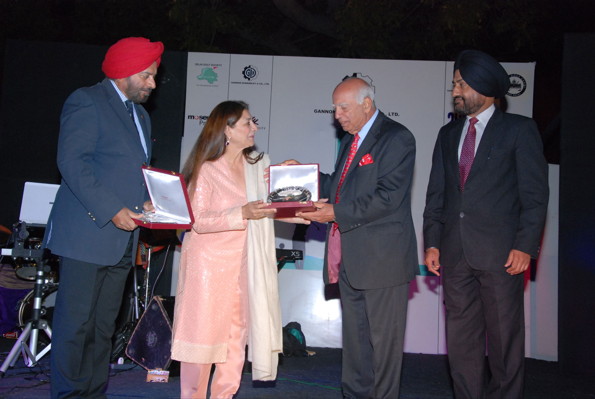 The Governor of Arunachal Pradesh General (Retd) JJ Singh and First Lady of the State Smti Anupama Singh felicitated for their contributions towards golf by Delhi Golf Society (DGS) at New Delhi:01/03/2013