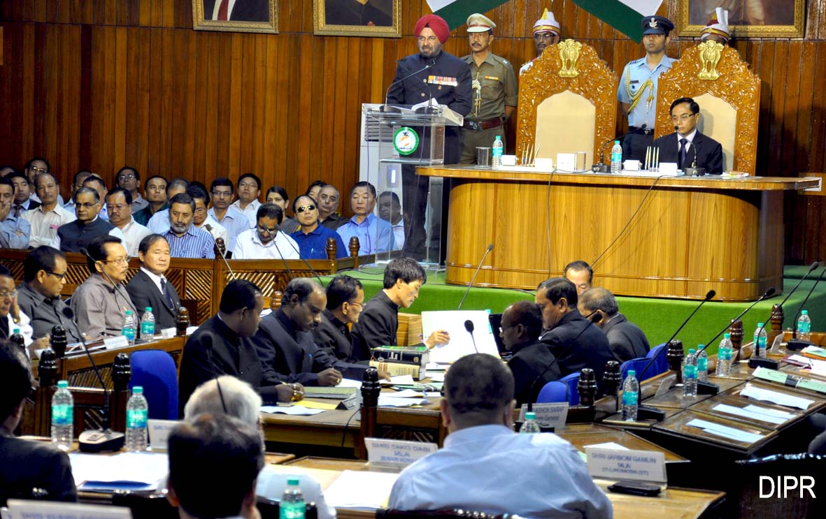 Arunachal Pradesh Governor General (Retd) J.J. Singh addressing the tenth session of Fifth Legislative Assembly of Arunachal Pradesh at State Legislative Assembly, Naharlagun:15/03/2013