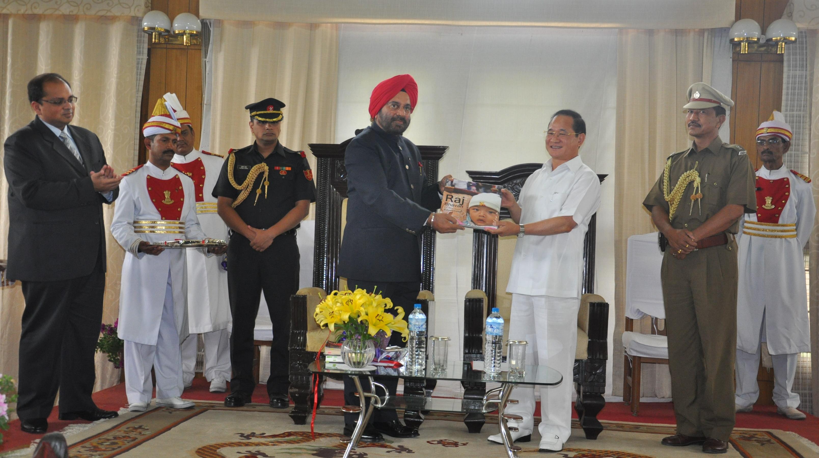 The Governor launched the Raj Bhawan Coffee table book, title The Rising Arunachal Pradesh at Raj Bhawan on.Also seen: Chief Minister of Arunachal Pradesh Shri Nabum Tuki  and Secretary to Governor Shri Ankur Garg: 31/03/2013