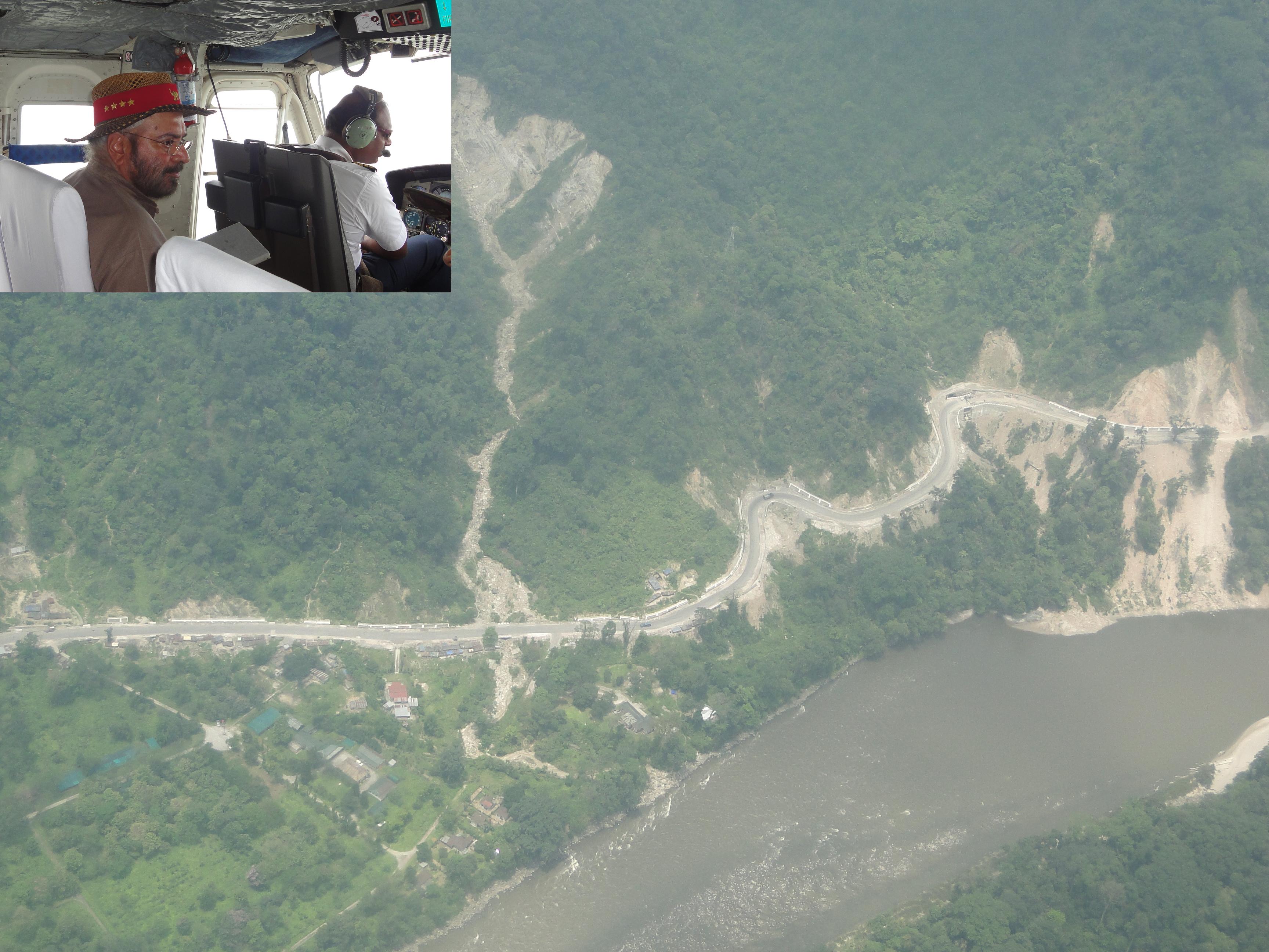 The Governor of Arunachal Pradesh Gen (Retd) J.J. Singh undertook an aerial inspection of Balipara-Charduar-Tawang (BCT) and Orang-Kalaktang-Shergaon-Rupa-Tenga (OKSRT) roads:22/05/2013