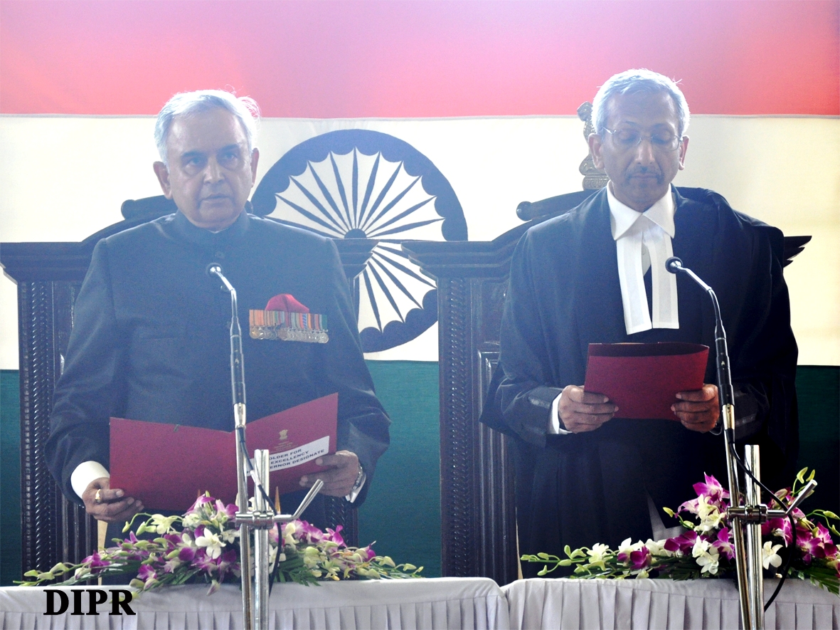 Lt. General (Retd) Nirbhay Sharma, PVSM, UYSM, AVSM, VSM sworn in as the Governor of Arunachal Pradesh at  Darbar Hall, Raj Bhawan, Itanagar:29/05/2013. Honble Chief Justice of Gauwahati High Court Mr. Justice A.K. Goel administered the oath of office.