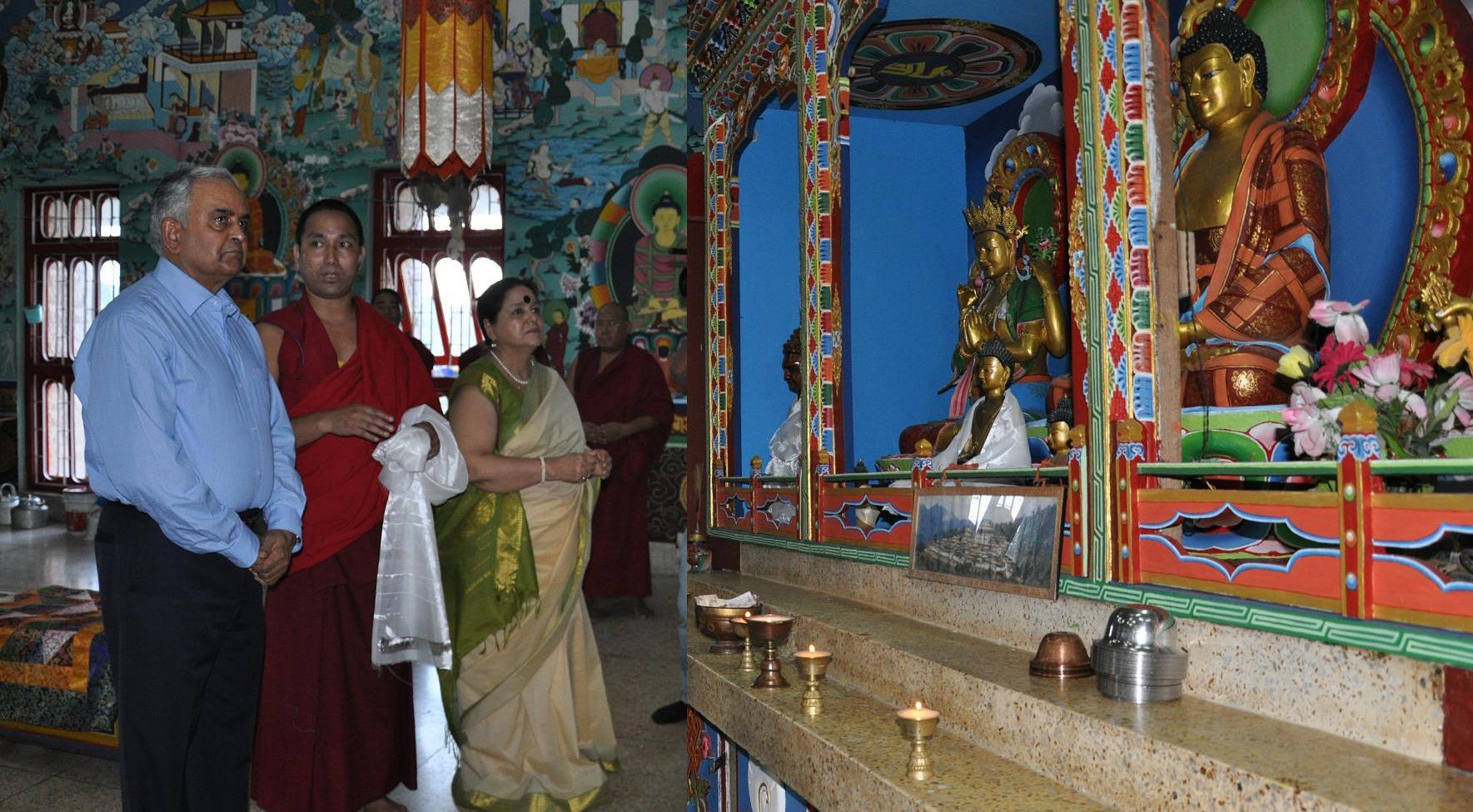 The Governor of Arunachal Pradesh Lt. Gen (Retd) Nirbhay Sharma and First Lady of the State Smti Jyotsna Sharma visiting the Itanagar Gompa at Sidhartha Vihar, Itanagar:31/05/2013