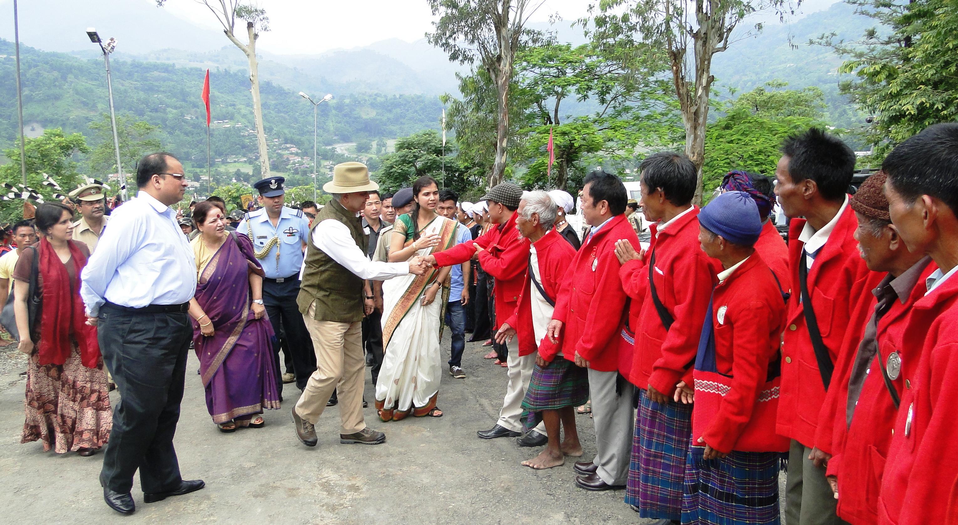 The Governor of Arunachal Pradesh Lt. Gen (Retd) Nirbhay Sharma received by Gaon Burahs at Changlang on his maiden visit to Changlang district:06/06/2013