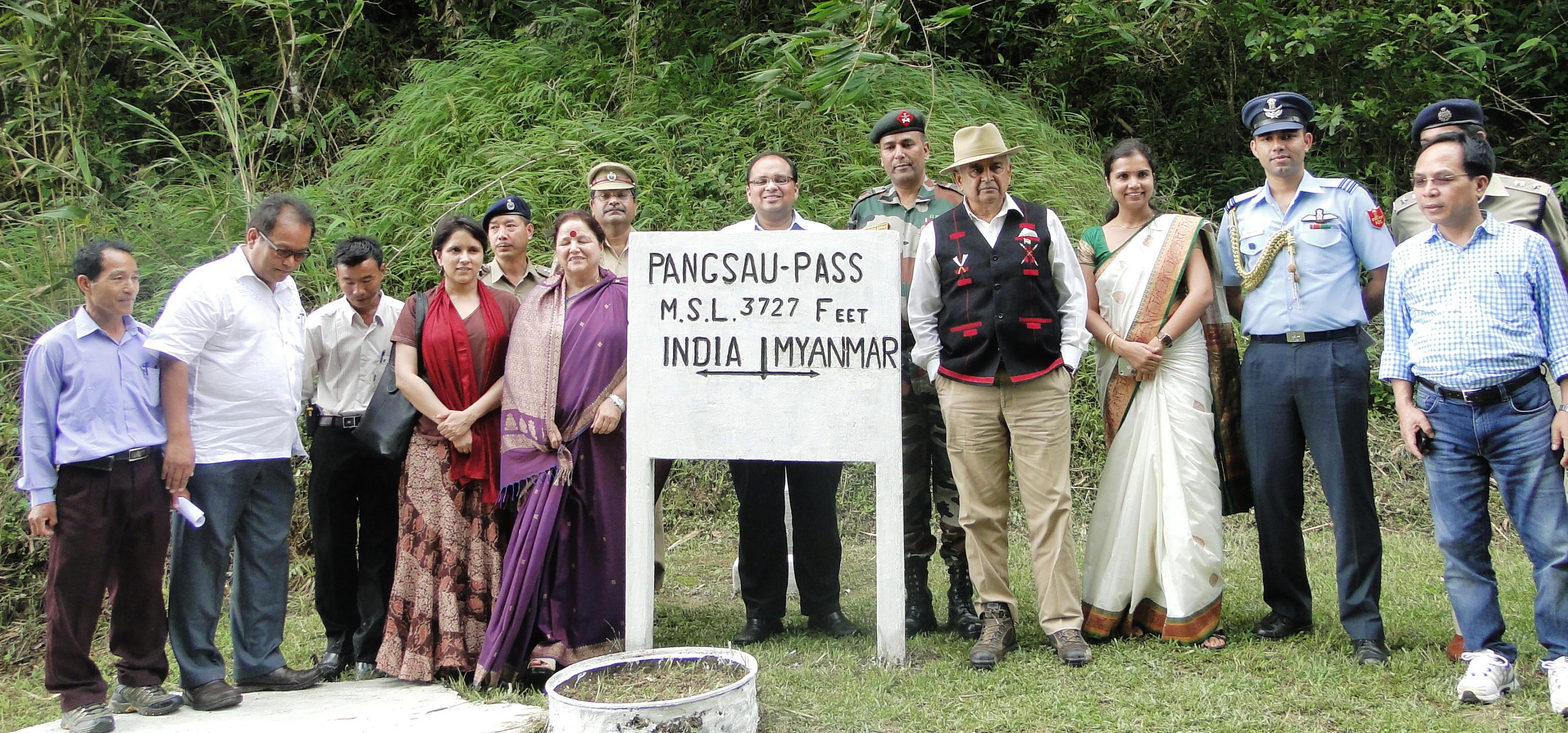 The Governor of Arunachal Pradesh Lt. Gen (Retd) Nirbhay Sharma and First Lady of the State Smti Jyotsna Sharma at the Pangsau Pass:06/06/2013.Also seen: ministers Shri Setong Sena and Shri Kamlung Mossang