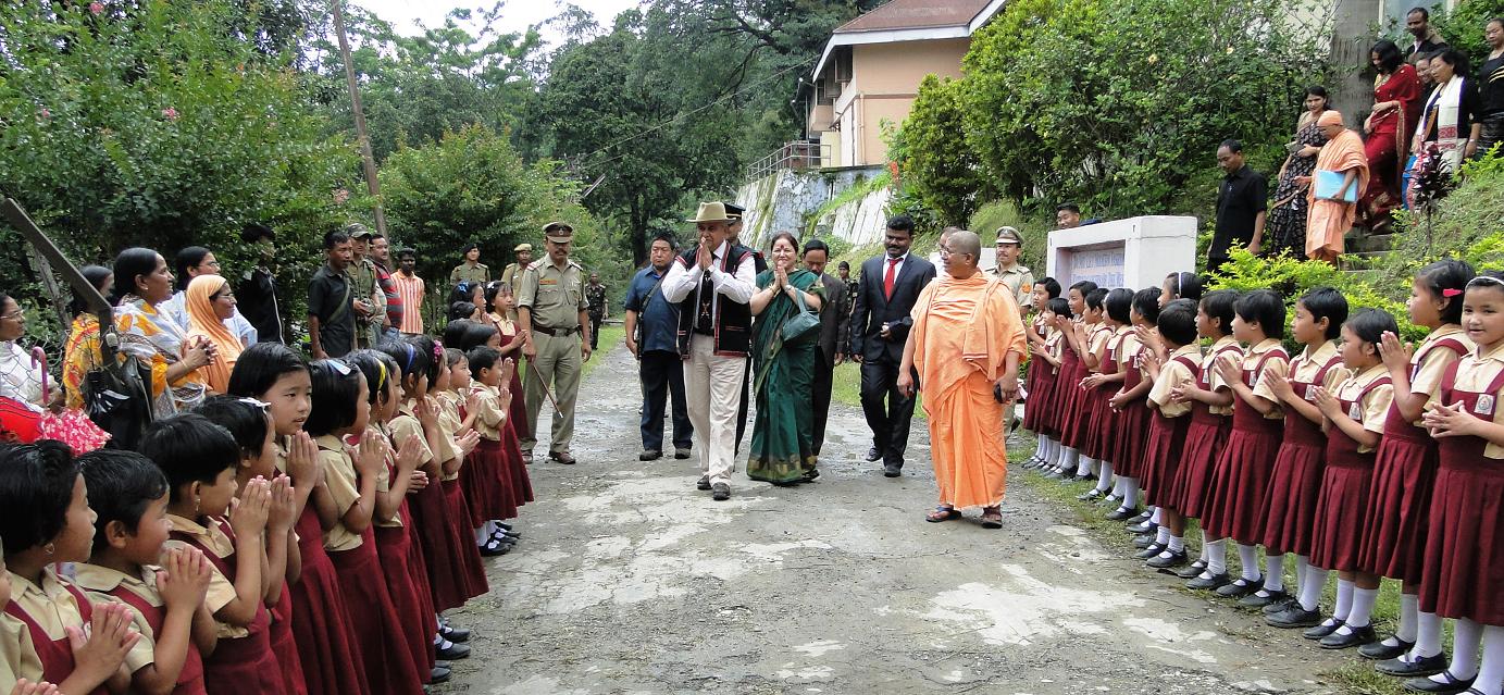 The Governor of Arunachal Pradesh Lt. Gen (Retd) Nirbhay Sharma and First Lady of the State Smti Jyotsna Sharma at Ramakrishna Sarada Mission School, Khonsa:08/06/2013