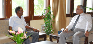 The Governor of Arunachal Pradesh with Chancellor of Rajiv Gandhi University, Doimukh, Air Marshal (Retd) Pranab Kumar Barbora at Raj Bhawan, Itanagar on 24th September 2013