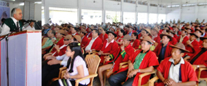 Governor of Arunachal Pradesh Lt. Gen (Retd) Nirbhay Sharma addressing a public meeting at Aalo on 10th October 2013.