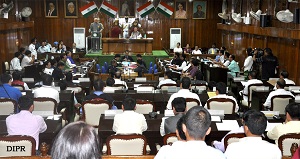 The Governor of Arunachal Pradesh Lt. Gen (Retd) Nirbhay Sharma addressing the house on the 2ndday of the first session of Sixth Legislative Assembly at the State Legislative Assembly, Naharlagun on 3rdJune 2014