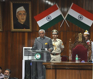 The Governor of Arunachal Pradesh Lt. Gen (Retd) Nirbhay Sharma addressing the house on the 2ndday of the first session of Sixth Legislative Assembly at the State Legislative Assembly, Naharlagun on 3rdJune 2014