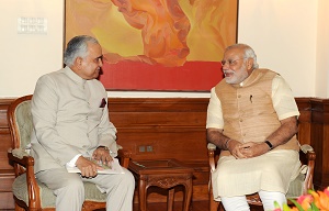 The Governor of Arunachal Pradesh, Lt. Gen. (Retd.) Nirbhay Sharma
with the Prime Minister, Shri Narendra Modi, in New Delhi on June 07,
2014