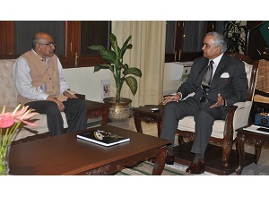 The Governor of Arunachal Pradesh Lt. Gen (Retd) Nirbhay Sharma with the Chairman of 14th Finance Commission Dr Y.V. Reddy at Raj Bhawan, Itanagar on 24th June 2014