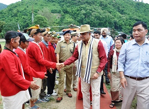 The Governor of Arunachal Pradesh Lt. Gen (Retd) Nirbhay Sharma at Seppa, East Kameng District on 5th August 2014: Also seen: Shri Tapak Taku, Parl. Secretary (Tax & Excise)