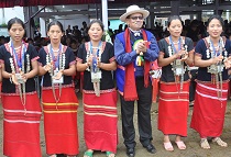 The Governor of Arunachal Pradesh Shri JP Rajkhowa participating in the Ponung Dance on the occasion of Solung Festival in the Mopin Solung Ground, Itanagar on 1st September 2015