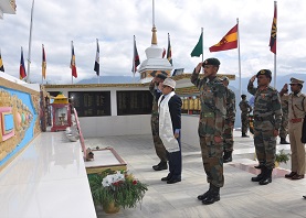 The Governor of Arunachal Pradesh Shri JP Rajkhowa paying homage to the martyrs of the 1962 Indo- China War at the Tawang War Memorial, Tawang during his maiden visit to frontier district on 24th October 2015.