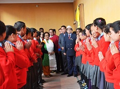 The Governor of Arunachal Pradesh Shri JP Rajkhowa and First Lady of the State Smt Rita Rajkhowa visiting an orphanage Manjushree Vidhyapith, Tawang, on 24th October 2015. 