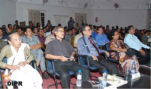 The Governor of Arunachal Pradesh Shri JP Rajkhowa and the First Lady of the State Rita Rajkhowa during the premiere screening of the short animation film, Abotani at Rajiv Gandhi University, Rono Hills, Doimukh on 28th October 2015.  