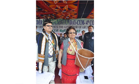 The Governor of Arunachal Pradesh Shri JP Rajkhowa along with the First Lady of the State, Smt Rita Rajkhowa graced the 12th Meder Nello Foundation Day celebration cum 4th General Conference of Meder Nello Council (MNC) at Ziro on 27th February 2016. 