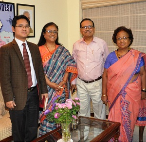 The Governor of Arunachal Pradesh, Shri JP Rajkhowa with the new Chief Secretary of Arunachal Pradesh Smt Shakuntala Gamlin also seen the First Lady of the State Smt Rita Rajkhowa  and Secretary to Governor Dr. Joram Beda at Raj Bhavan , Itanagar on 17th March 2016.