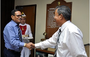 The Governor of Arunachal Pradesh Shri JP Rajkhowa with the Secretary, North Eastern Council, Shillong, Shri Ram Muivah at Raj Bhavan, Itanagar on 10th May 2016.