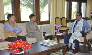 The Governor of Arunachal Pradesh Shri JP Rajkhowa with Chief Minister Shri Kalikho Pul and Deputy Chief Minister & Home Minister Shri Kameng Dolo in the high-level Security Review Meeting at Raj Bhavan, Itanagar on 10th May 2016.