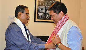 The Chief Minister Shri Pema Khandu called on the Governor Shri JP Rajkhowa at Raj Bhavan, Itanagar on 13th August 2016.