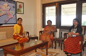 The First Lady of the State Smt Rita Rajkhowa with Chairperson, Oju welfare association Smt Ratan Anya and Coordinator OWA, Ms Elizabeth Nakhi T at Raj Bhavan, Itanagar on 8th April 2016