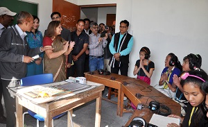 The First Lady of the State Smt Neelam Mishra visiting the Class room of Donyi Polo Mission School for the Hearing and Visually Impaired during the World Day for the Disabled celebration, Chimpu, Itanagar on 3rd December 2017.