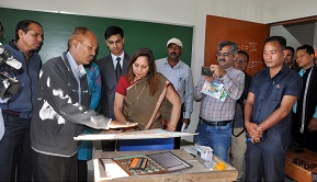 The First Lady of the State Smt Neelam Mishra visiting the Class room of Donyi Polo Mission School for the Hearing and Visually Impaired during the World Day for the Disabled celebration, Chimpu, Itanagar on 3rd December 2017.