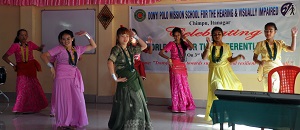 Presentation of Cultural programme by students of Donyi Polo Mission School for the Hearing and Visually Impaired during the World Day for the Disabled celebration, Chimpu, Itanagar on 3rd December 2017.