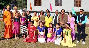 The First Lady of the State Smt Neelam Mishra with the Students of Donyi Polo Mission School for the Hearing and Visually Impaired Chimpu, Itanagar on 3rd December 2017