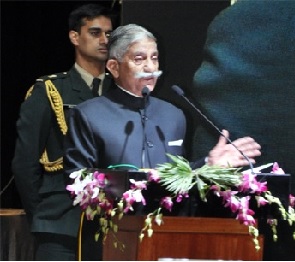 The Governor of Arunachal Pradesh Brig. (Dr.) B.D. Mishra (Retd.) speeches during the inaugural session of the two-day conclave, titled Dream Change: Reshaping the Development Discourse of Arunachal Pradesh in the Plenary Hall of State Legislative Assembly, Itanagar on 8th December 2017. 